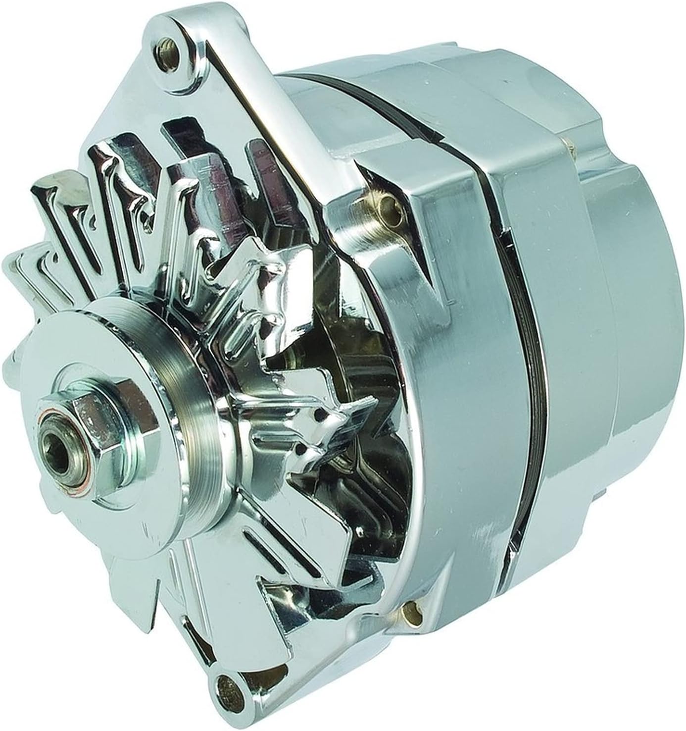 New Alternator High Output 100 AMP Chrome 1 or 3 Wire, Self Exciting Replacement For GM Chevy 10 SI 10SI DELCO BBC SBC 1965-1986 1100125, ADR0335C, 40012395