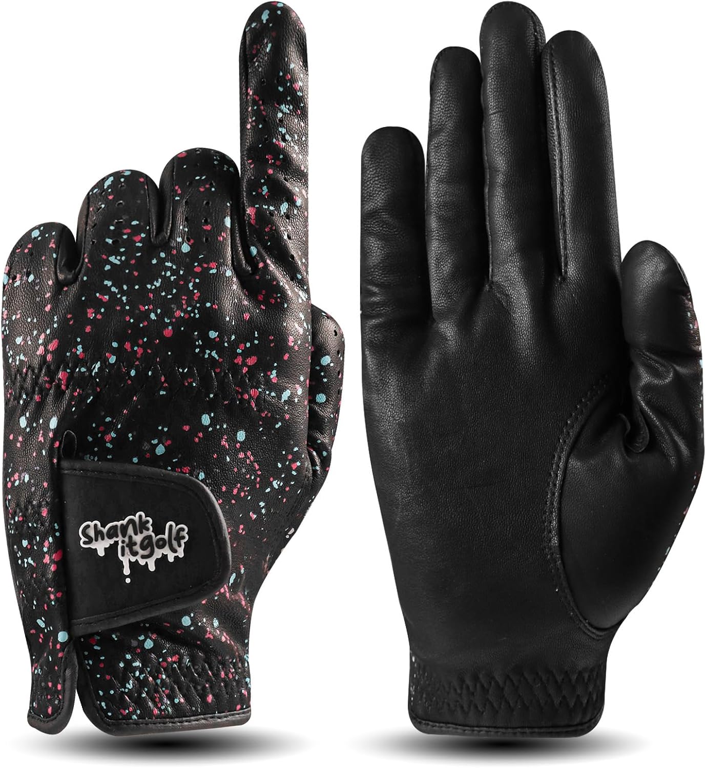 SHANKITGOLF Mens Right Hand Golf Gloves - Cabretta Leather Palm for Tour Feel - Funny and Unique Style