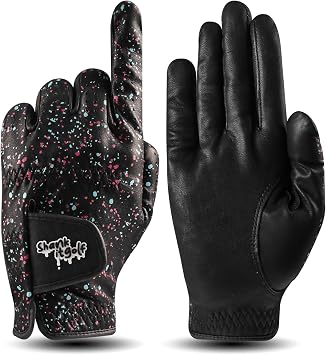 SHANKITGOLF Mens Right Hand Golf Gloves - Cabretta Leather Palm for Tour Feel - Funny and Unique Style