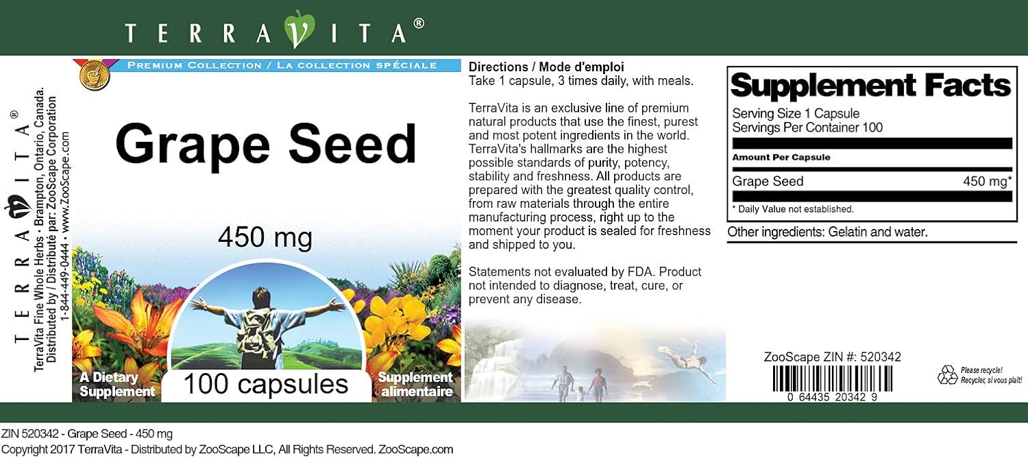 Grape Seed - 450 mg (100 Capsules, ZIN: 520342)