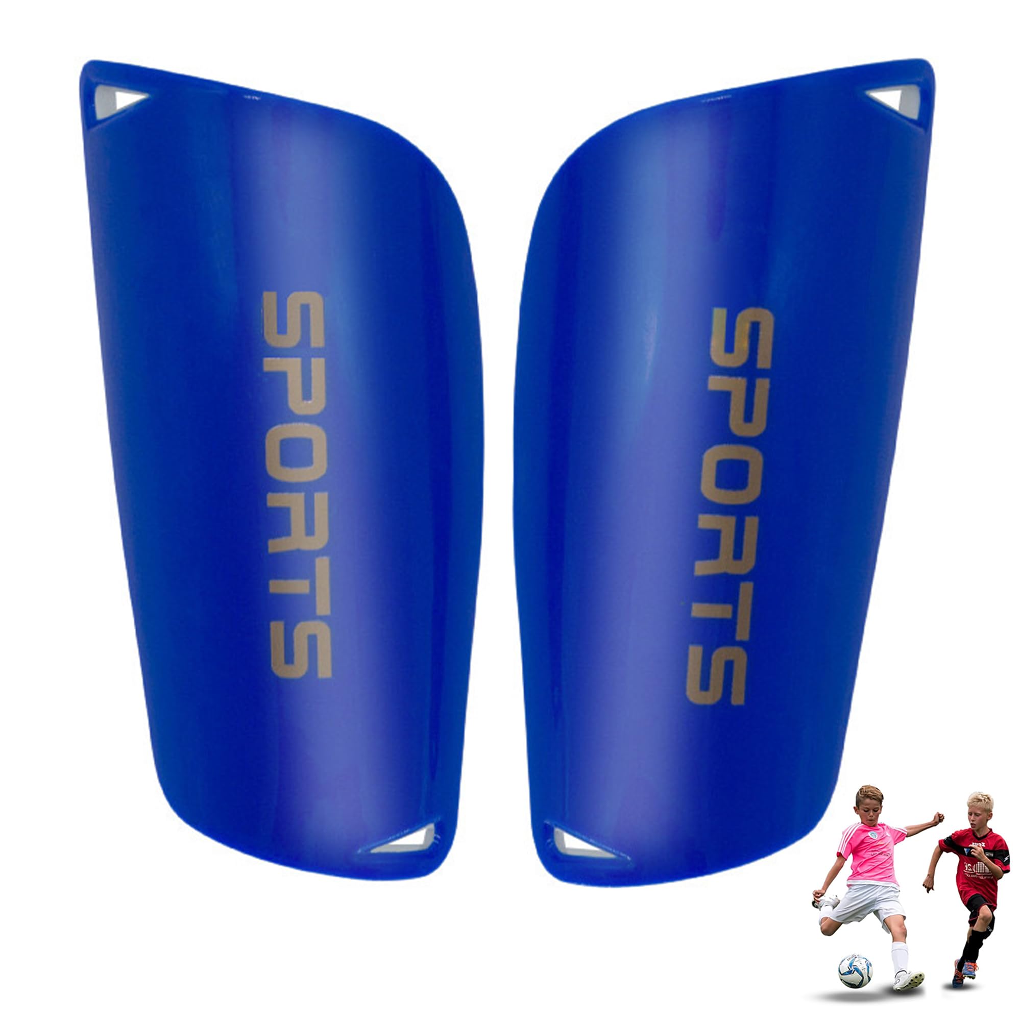 Luoqun88 Football Kids Shin Pads, 1 Pair Kids Shin Guards 6-12 Years for Football Games, Leg Protectors with Shock-Absorbing EVA for Protection Reduce hit & Injuries (Blue-M)
