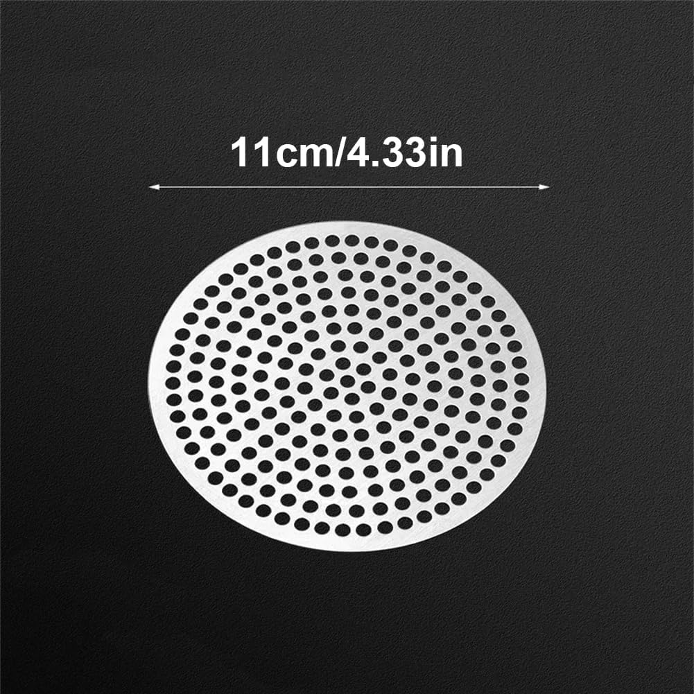 Queenbox 4.3in Stainless Steel Shower Drain Hair Catcher, Flat Round Bathtub Filter Trap Stopper for Bathroom Floor Screen Protector, Silver image 2