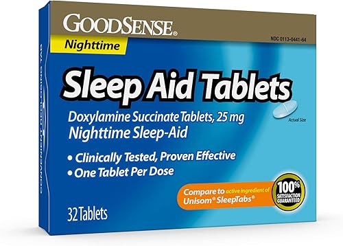 GoodSense Sleep Aid - Pastillas de succinato de doxilamina, 25 mg, 32 unidades, ayuda para dormir por la noche para ayudarte a conciliar el sueño