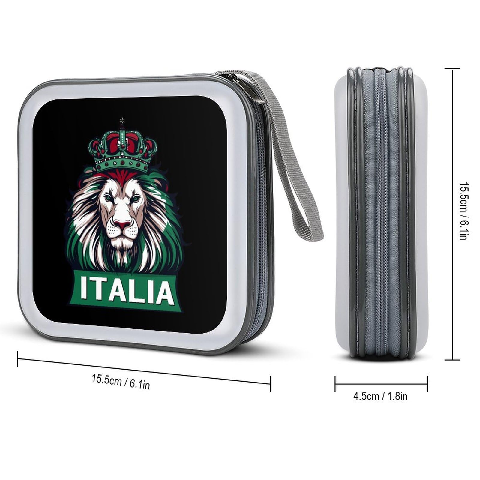 Lion Italy Italian Flag CD Case Portable DVD Holder Storage Organizer for Home Travel