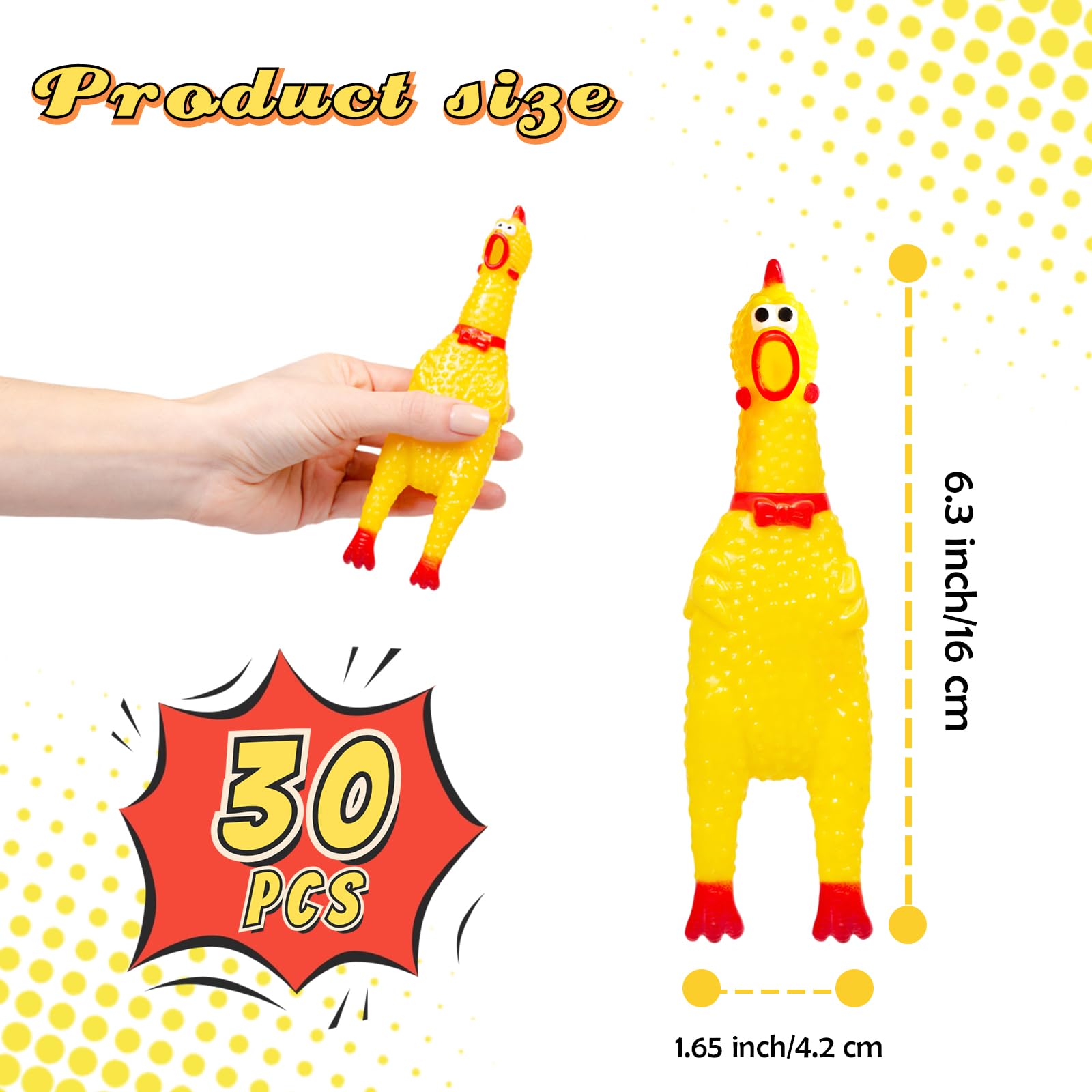 Juguete Para Perro Pollo Gritón – 2 Unidades De PVC Resistente Con Sonido Squeaky | Limpia Dientes 30 Cm