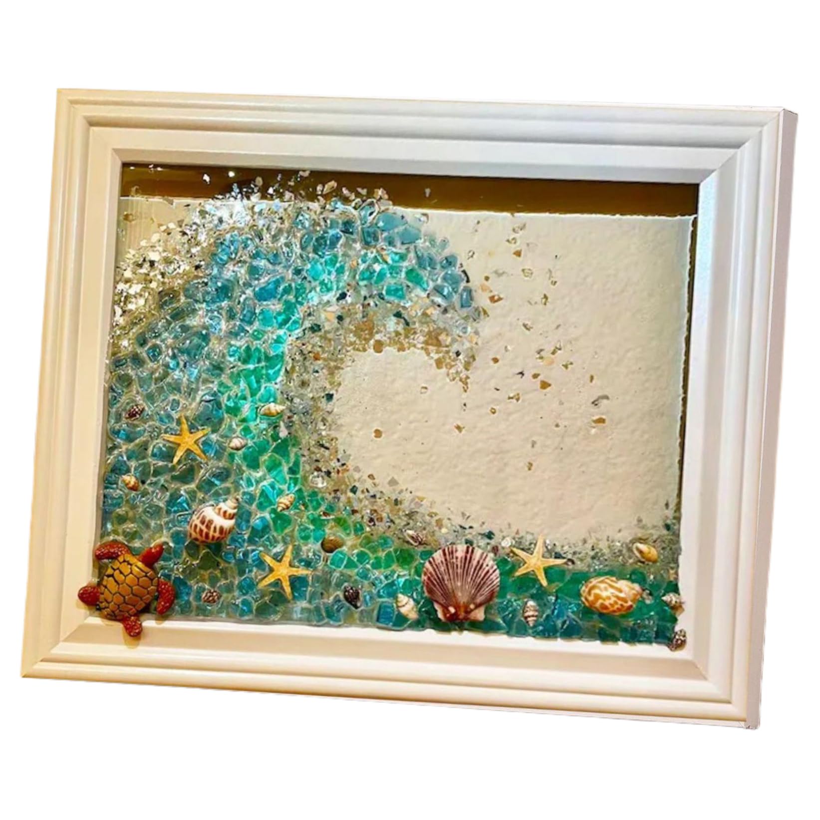 Sea Stained Glass Art kit with Photo Frame Mosaic Craft for Beginners Home Decor Resin Art