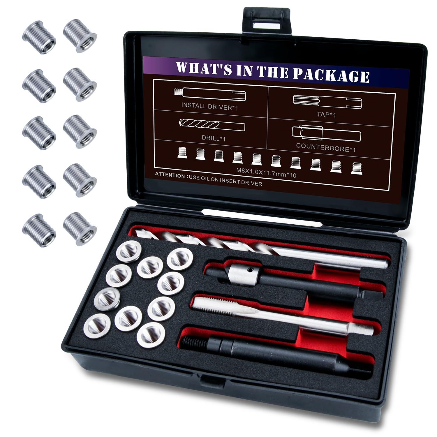 M8 Thread Repair Kit - Restore Damaged Threads -9 M8 Thread Repair Kit - Restore Damaged Threads -9