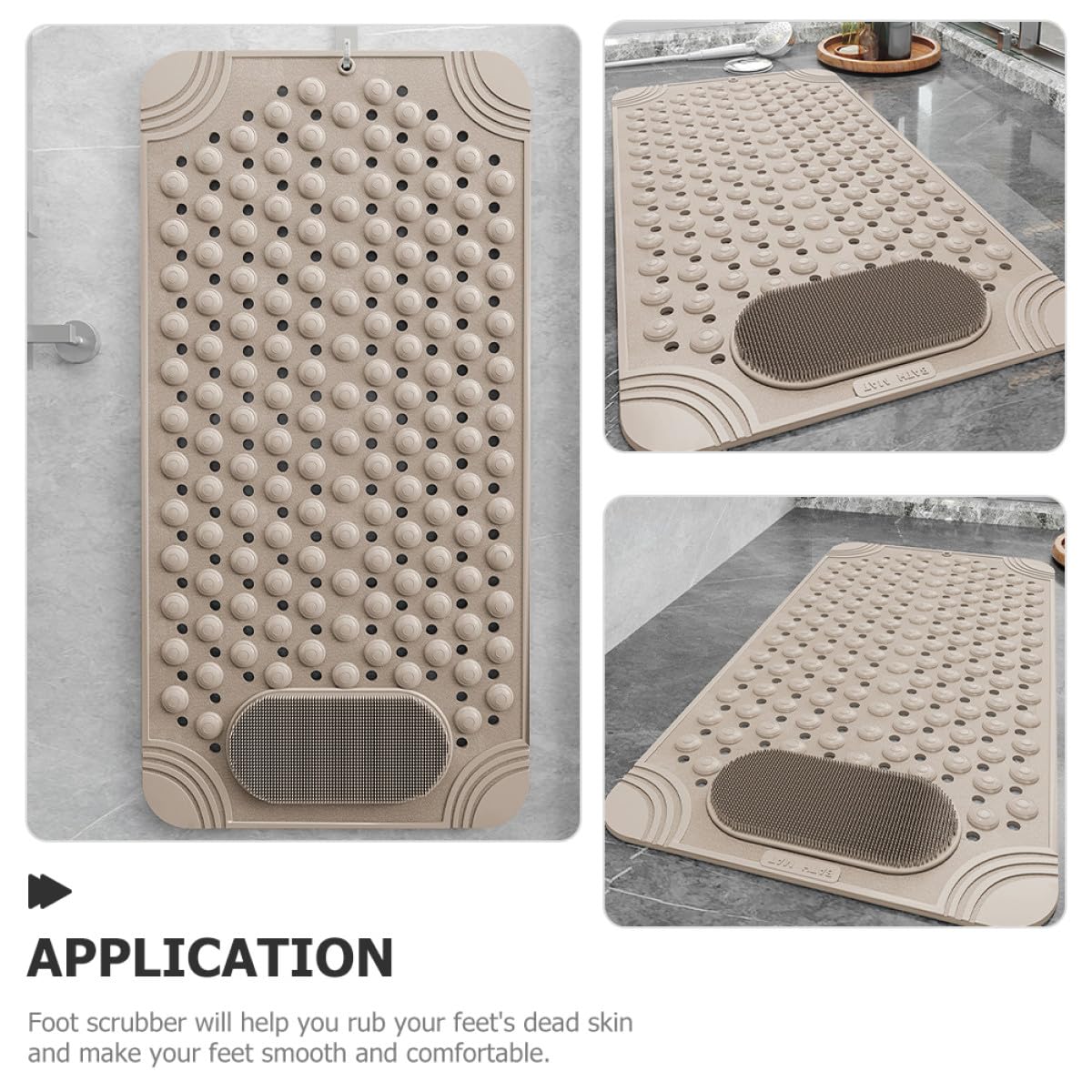 Didiseaon Alfombrilla y Diseño Beige de Ducha Antideslizante de PVC Adecuado como Almohadilla de Masaje y Exfoliación de Pies en Ducha con Ventosas Resistentes para Baño