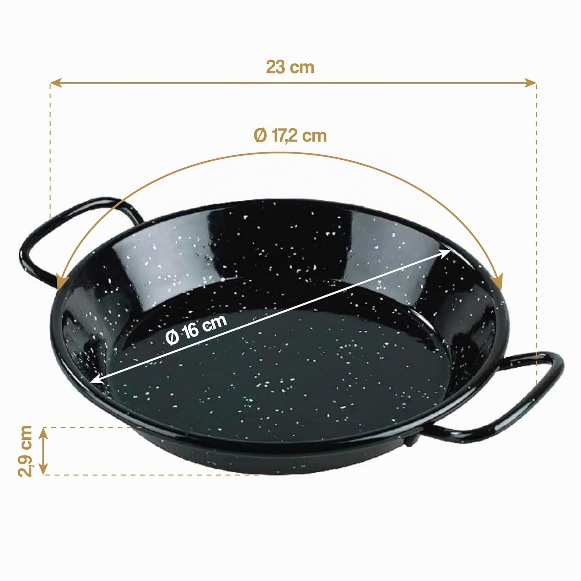 Menax - Mini Paellera - Acciaio Vetrificato - Padella per Paella Mini in Acciaio Vetrificato Antiaderente Set di 6 - Diametro 16 centimetri - 1 Porzione