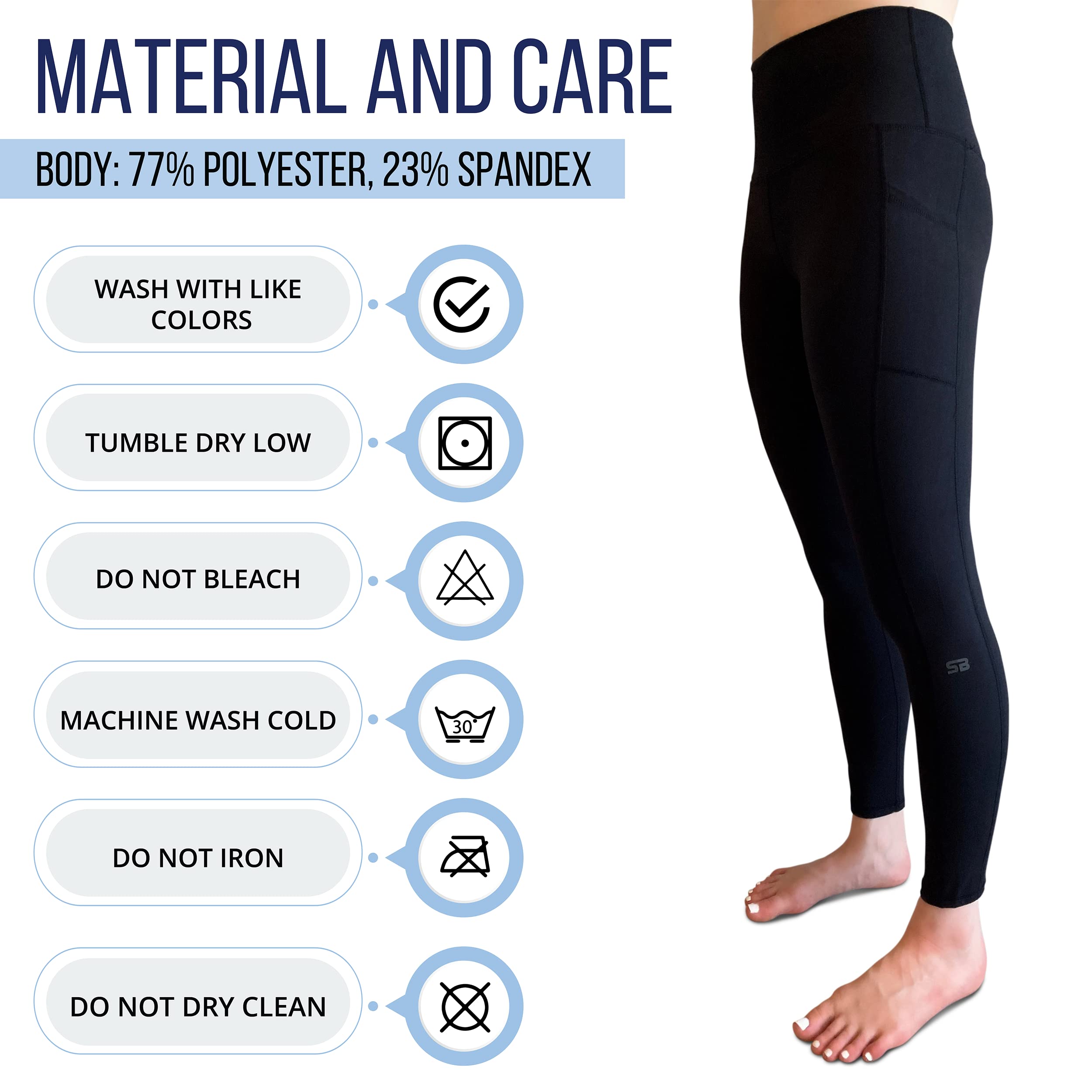 Pantalones de yoga de cintura alta para mujer con bolsillos (7/8 de longitud), Negro - 6