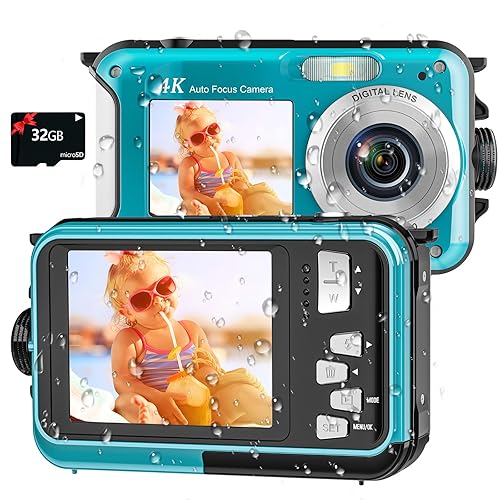 4K Underwater Camera 16FT Waterproof Camera with 32GB Card 64MP