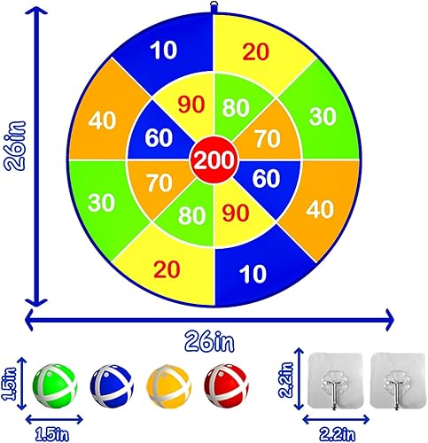 Miniatura 2 de Lbsel Dart Board for Kids with Sticky Balls Darts Board Set with Hook Board Games for Kids Christmas Safe  Classic Toy Gift for Boys Girls Ages