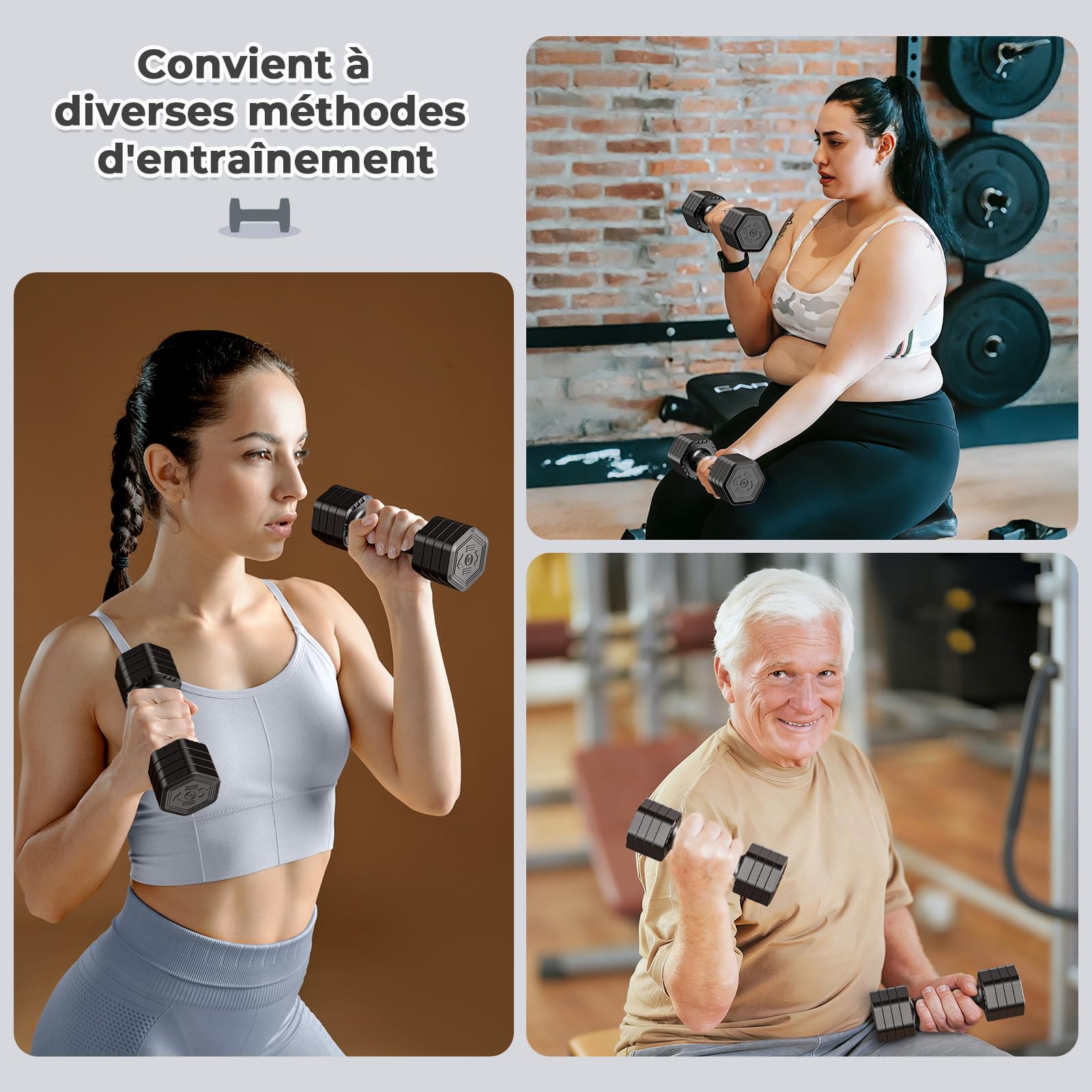 Dripex Lot de 2 Haltères Musculation Réglables, Dumbbell Hexagonal 2,5 kg 5 kg 7,5kg Poids Musculation avec Poignée pour Femme Homme Gym à Domicile Entraînement