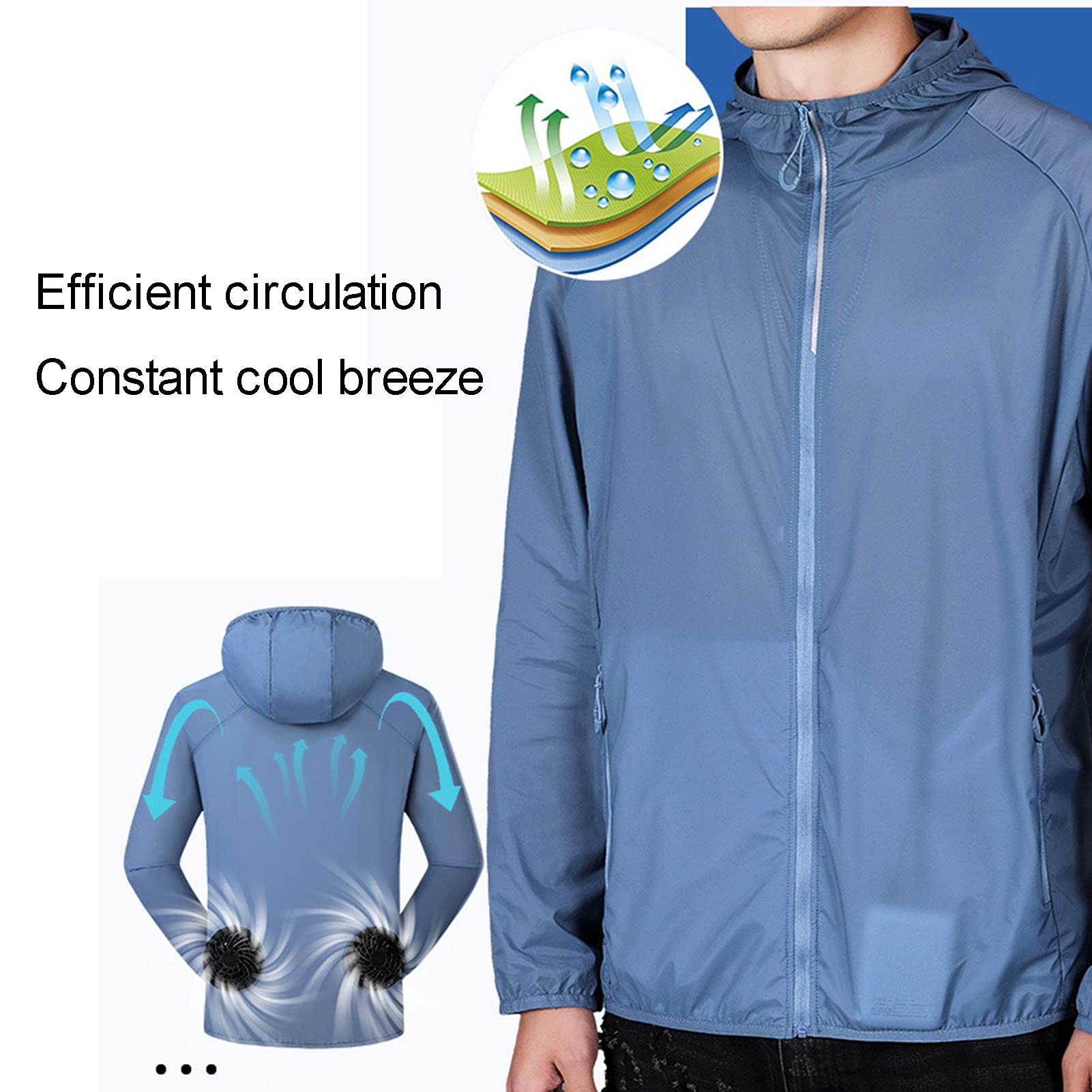 Letnie chłodzące ubrania do klimatyzacji na zewnątrz ochrona przed promieniowaniem UV, kurtka chłodząca, trójbiegowa regulacja prędkości, cyrkulacja powietrza projekt używany do pracy na zewnątrz w gorące lato do ochłodzenia, b, 3XL