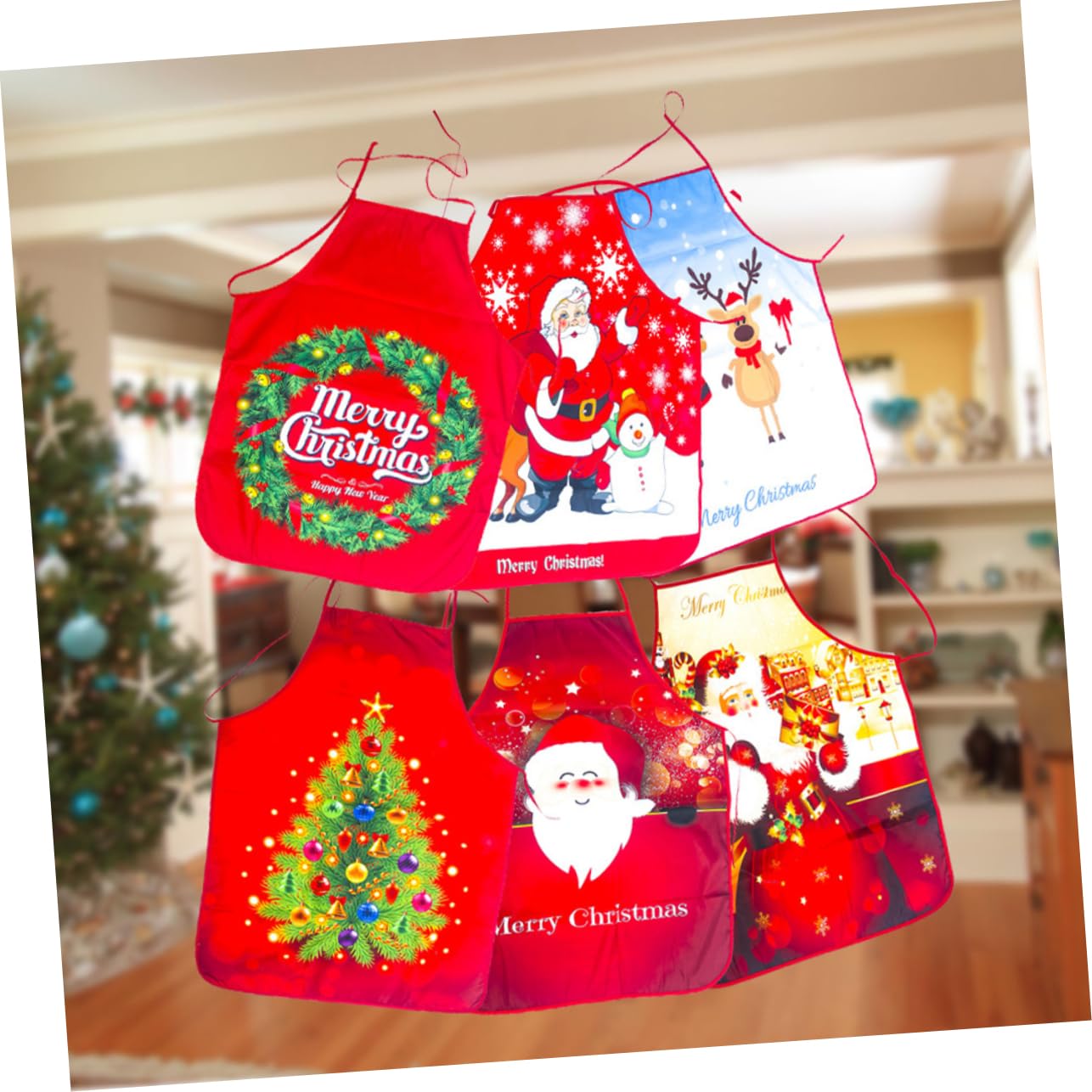 Alipis 6 Piezas Delantal Natividad Decoración Suministros De Navidad Navidad Decoraciones De Cocina Decoración De Navidad Suministros De Fiesta De Navidad Adornos De Natividad