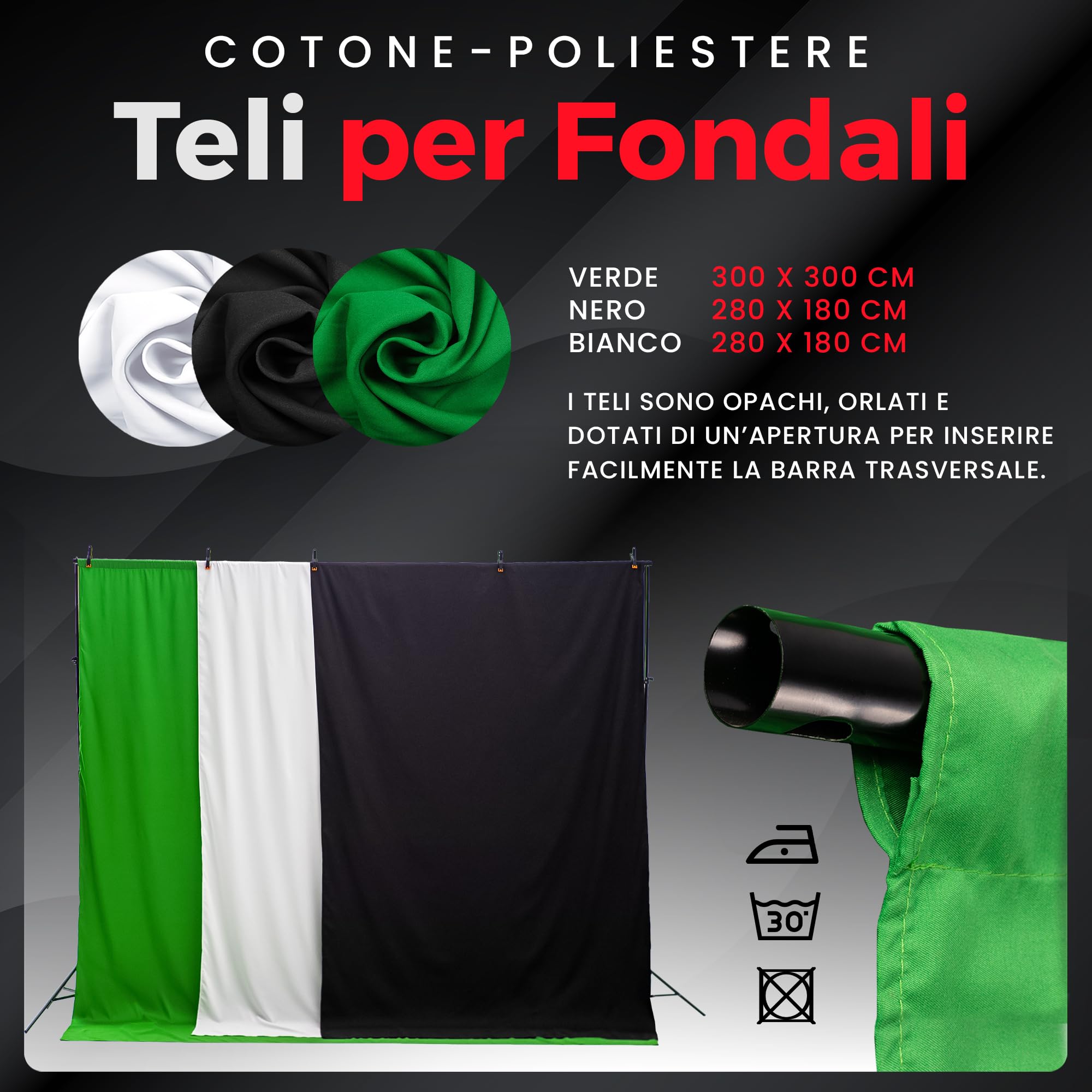 Set Studio Fotografico - Softbox - Green Screen Con Supporto (3m x 3m) - Fondale fotografica - Godox – Lampada - Sfondo - Luce Fotografiche Per Video Foto - Fotografia Streaming Giochi Gaming