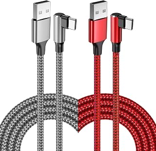 USB C Charger Cable 2Pack 10FT USB Type C Charger Cable Fast Charging Right Angle USB C Cable Nylon Braided for Samsung Galaxy S21 S20 S10 S9 S8 Note 10 9 8,Huawei P40 P30 P20,Xiaomi,Google Pixe
