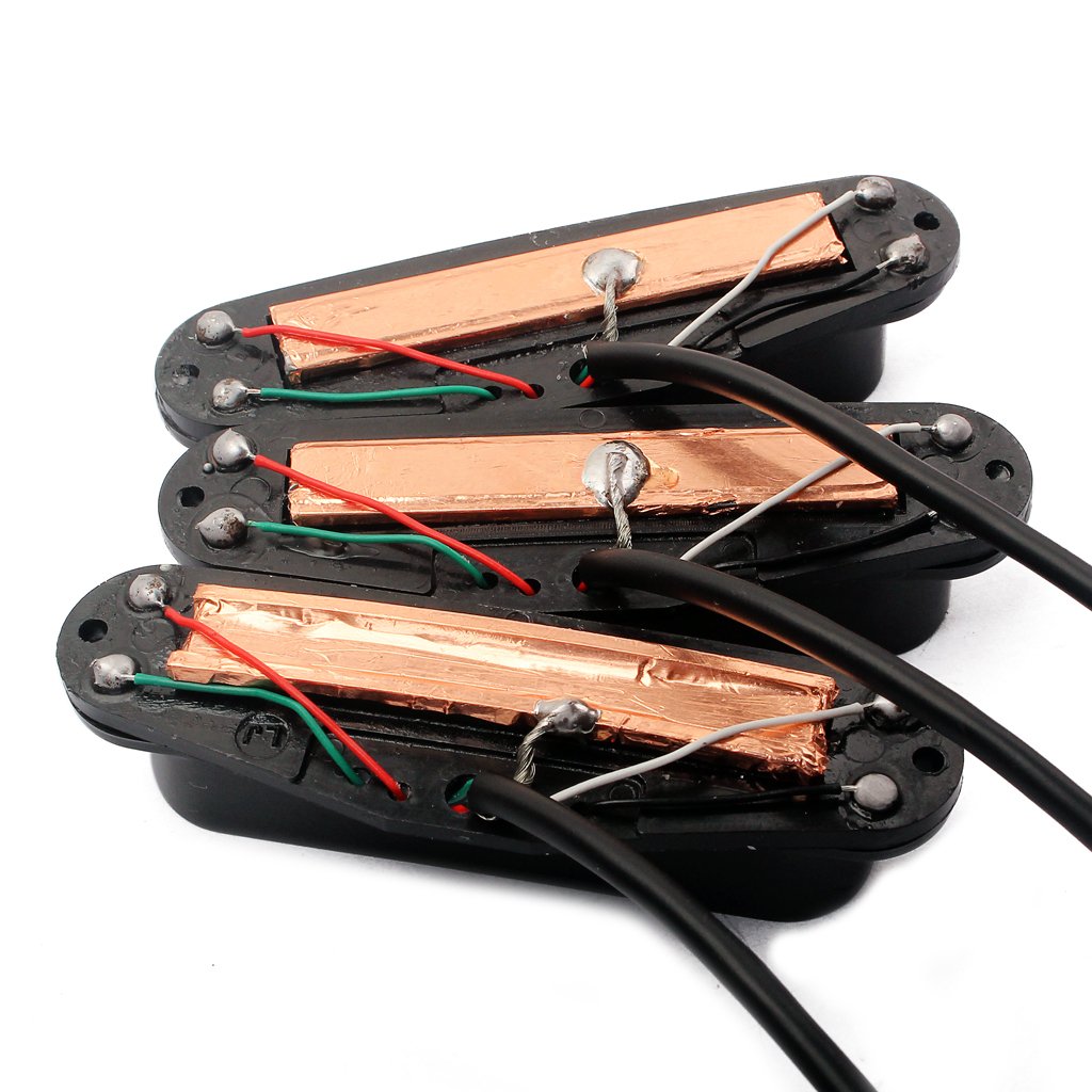 Alnicov SSS Set de micros standard à bobine unique pour guitare électrique Strat Squier Noir