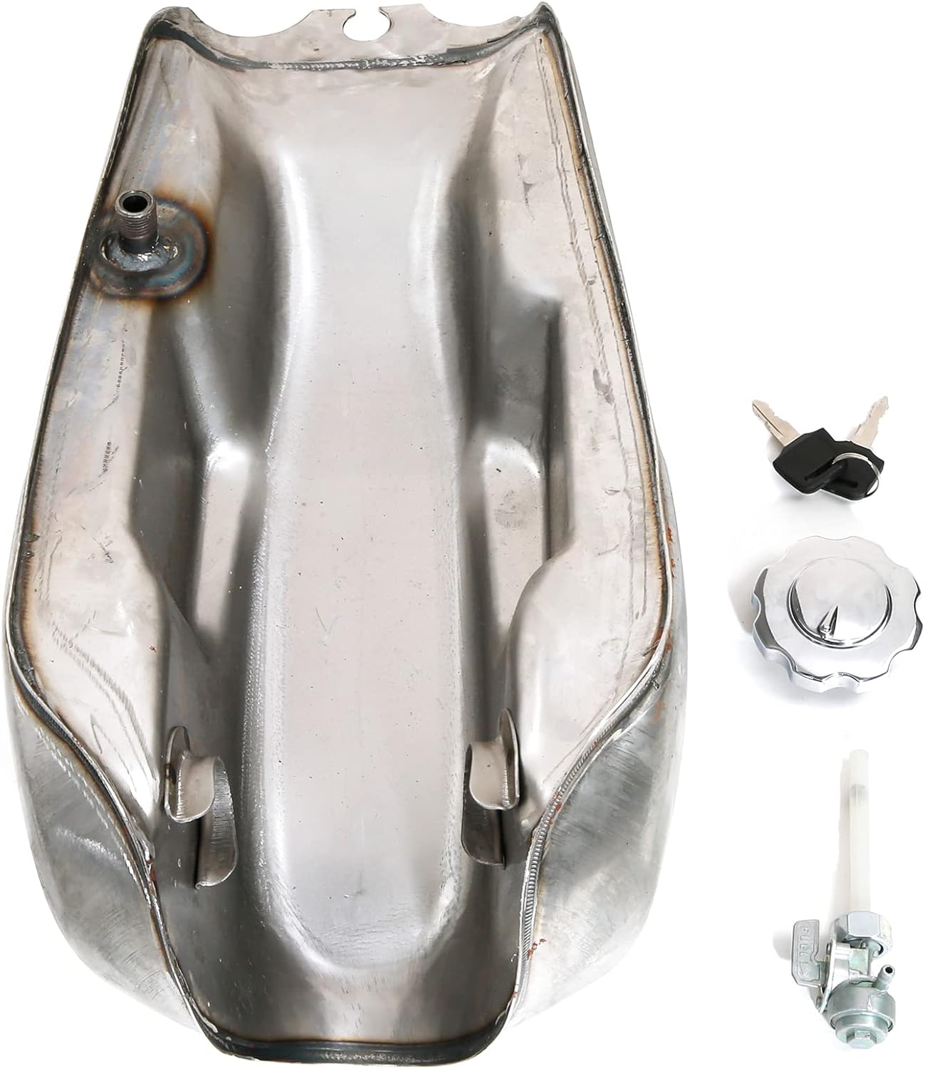 Motorcycle Gas Fuel Tank SLMOTO Unpainted Universal 9L/2.4 Gallon Gas Fuel Tank Fit For Honda Custom Cafe Racer Scrambler