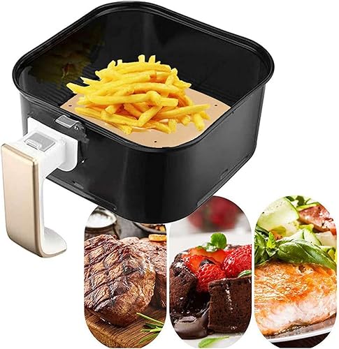 Miniatura 3 de Juego de 200 forros de papel de pergamino para freidora de aire 75 x 75 pulgadas papel de hornear sin blanquearpergamino antiadherente para freidora