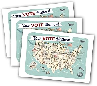 Pink Pixie Studio 100 Voter Postcards US Map Your Vote Matters 4 x 6 Bulk for Message to Encourage Voting Political Issues No Smear Made in the USA