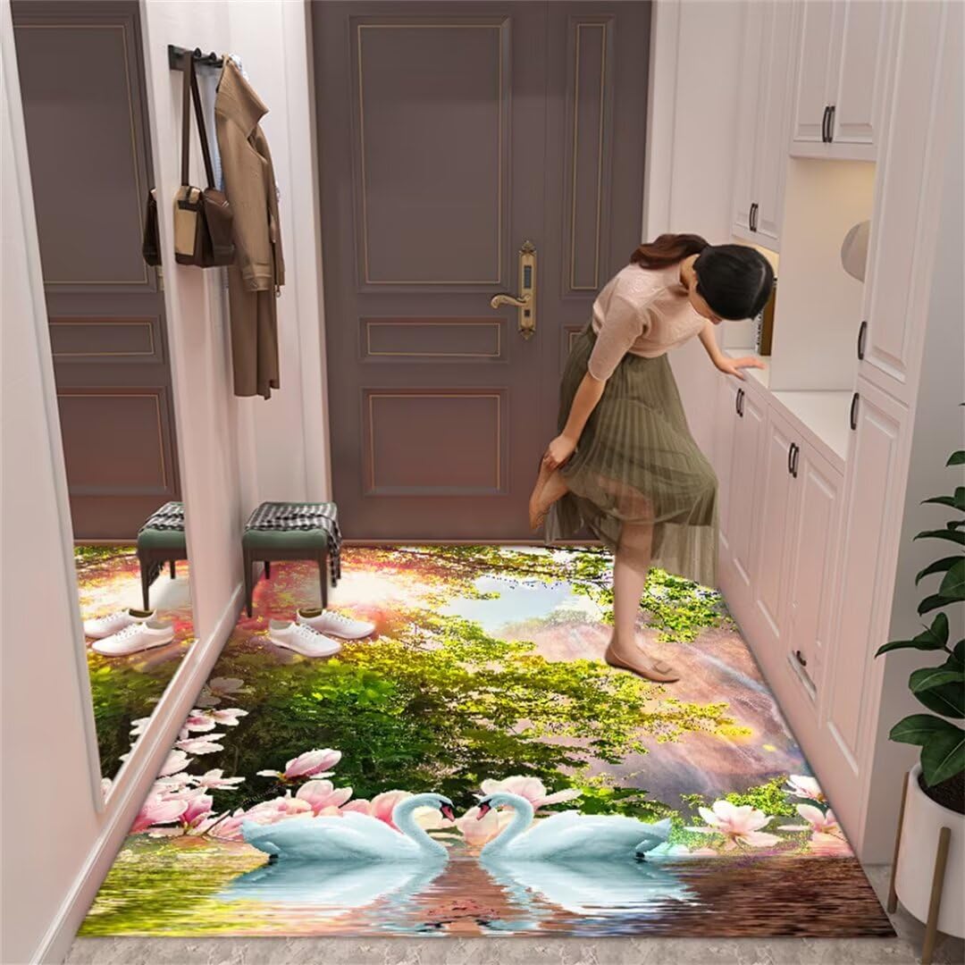 Tapis de salon antidérapant et lavable à motif imprimé 3D moderne