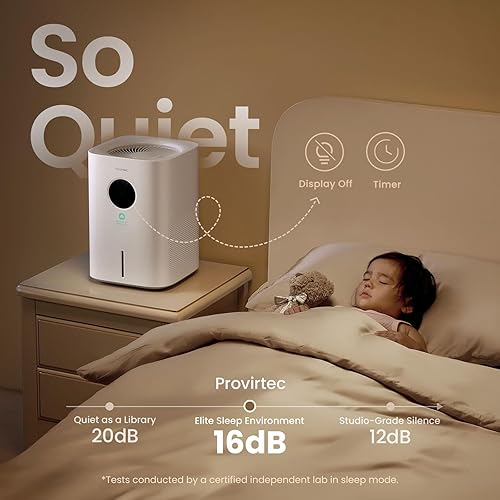 Miniatura 6 de Humidificador evaporativo para bebé para dormitorio, humedad basada en la edad diseñado para niños, materiales seguros para niños, sueño silencioso