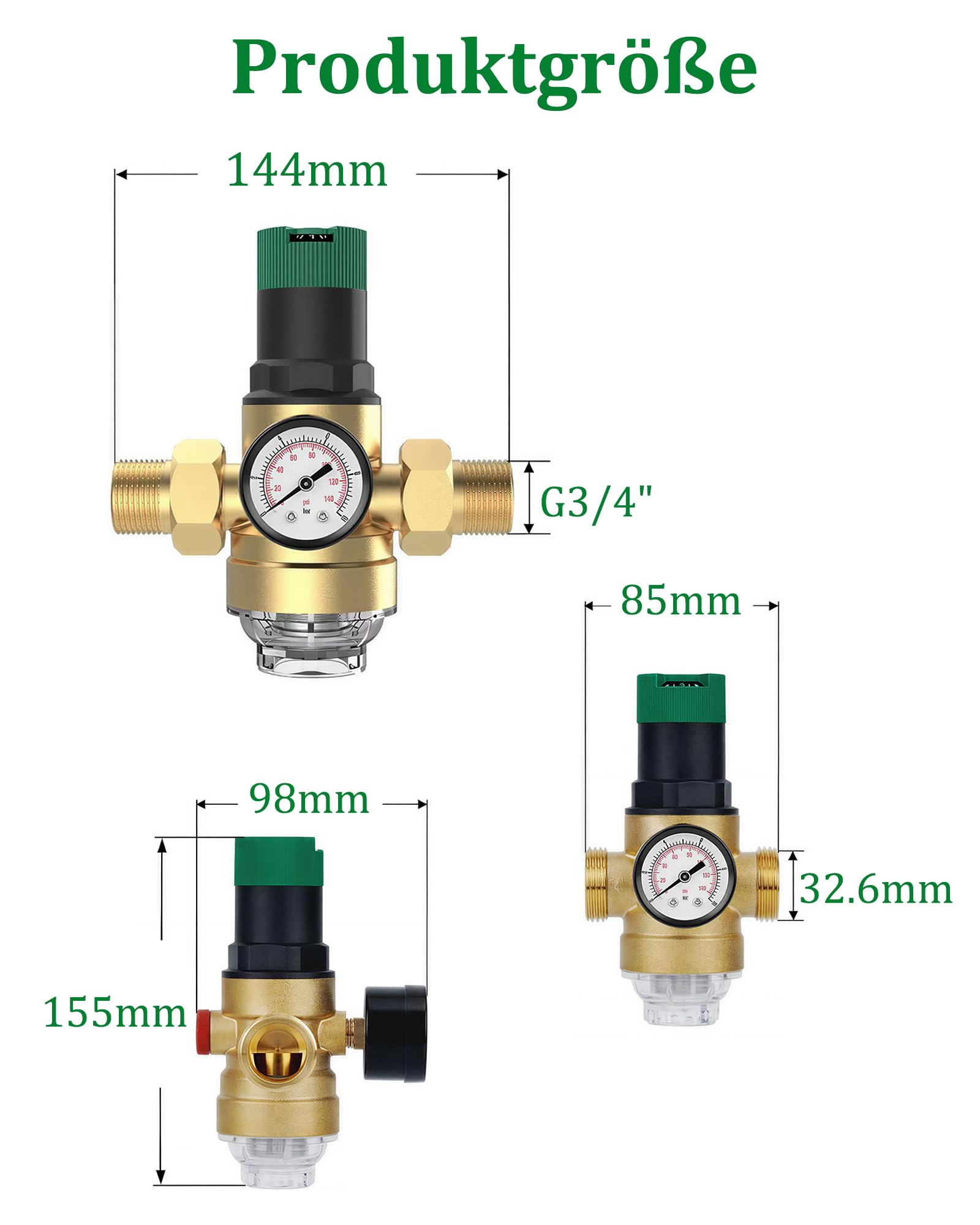 Filtr dokładny do płukania z adapterem: 1" - G3/4" MNPT kran filtr wody kombinacja filtrów wielokrotnego użytku do filtracji wody pitnej wąż do wody pitnej (3/4 cala + manometr)