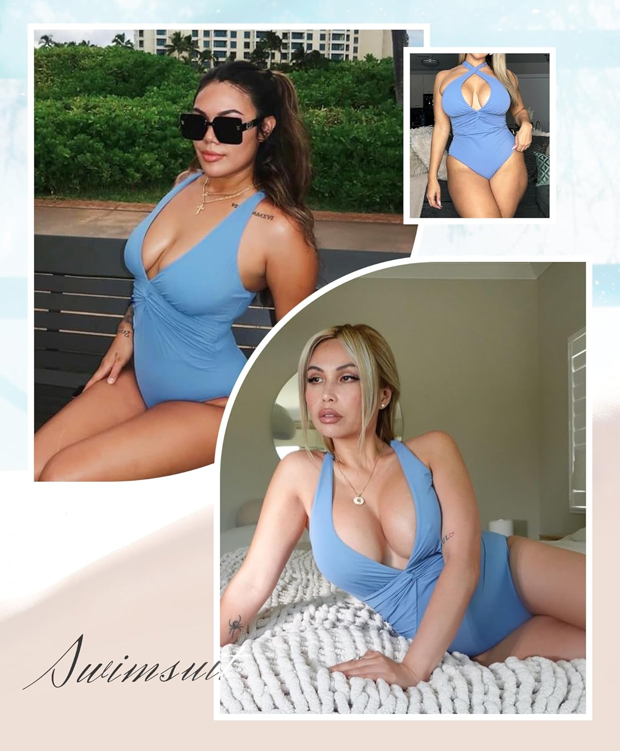 SHAPELLX Women's One Piece Swimsuit Tummy Control Ruched Full Coverage Bathing Suit V Neck Slimming Swimwear - Image 2