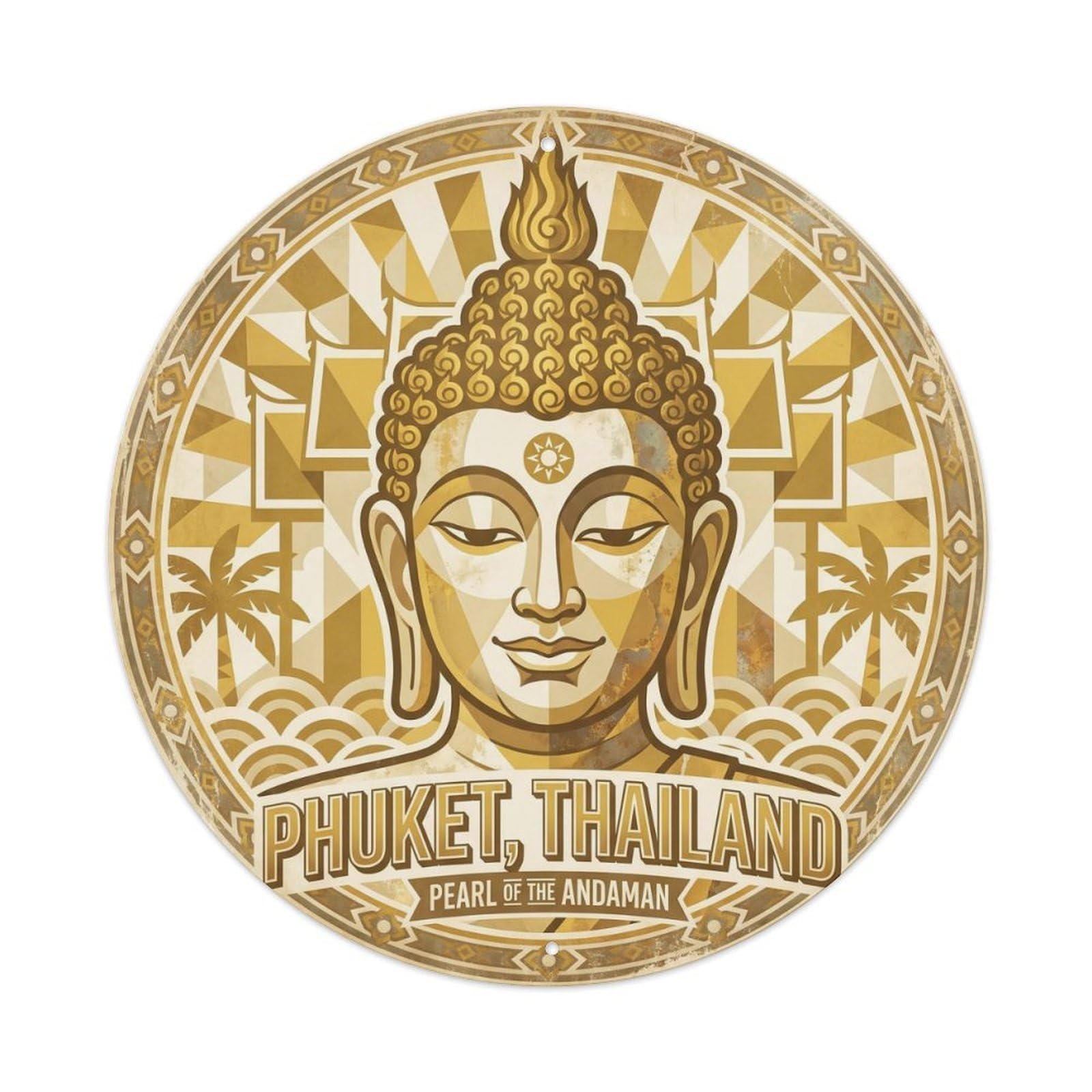 Phuket Buddha Statue Sacred Landmark Cultural Heritage Metal Tin Sign