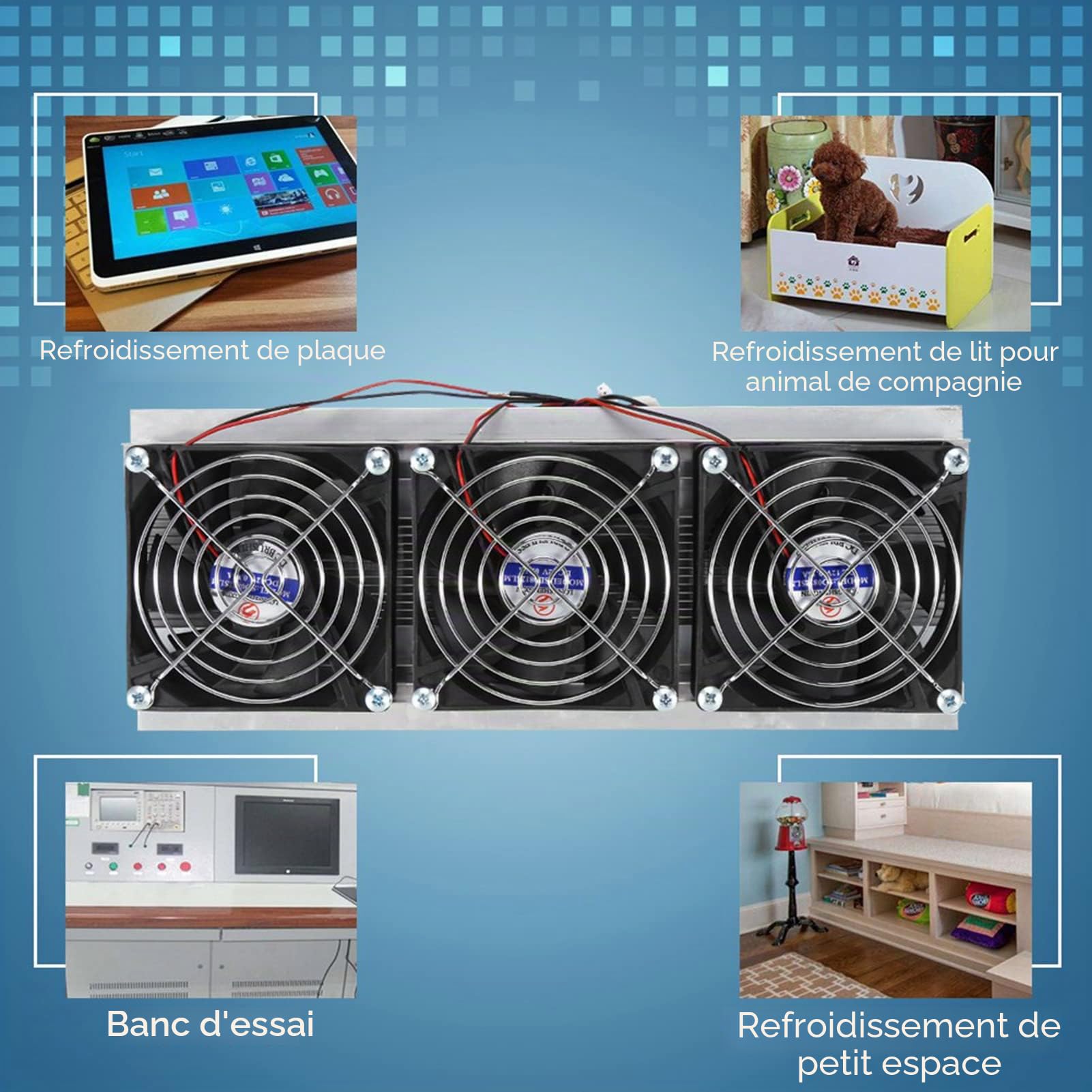 Kit Peltier Refroidisseur thermoélectrique à semi-conducteur de réfrigération Peltier à trois cœurs pour dispositif de refroidissement par air de petit espace avec alimentation