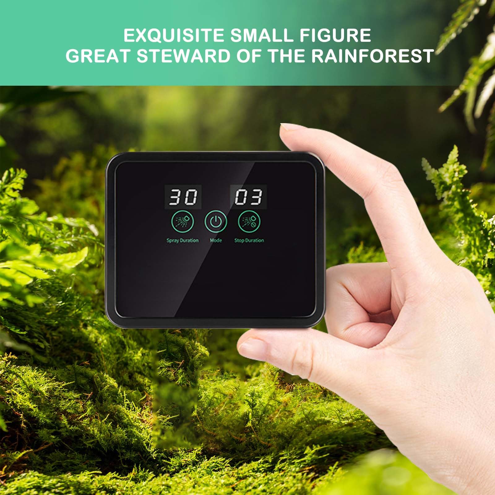 Humidificador para reptiles, sistema de niebla inteligente para terrarios con temporizador y boquillas de niebla ajustables en 360°, para reptiles, plantas, flores, selva tropical