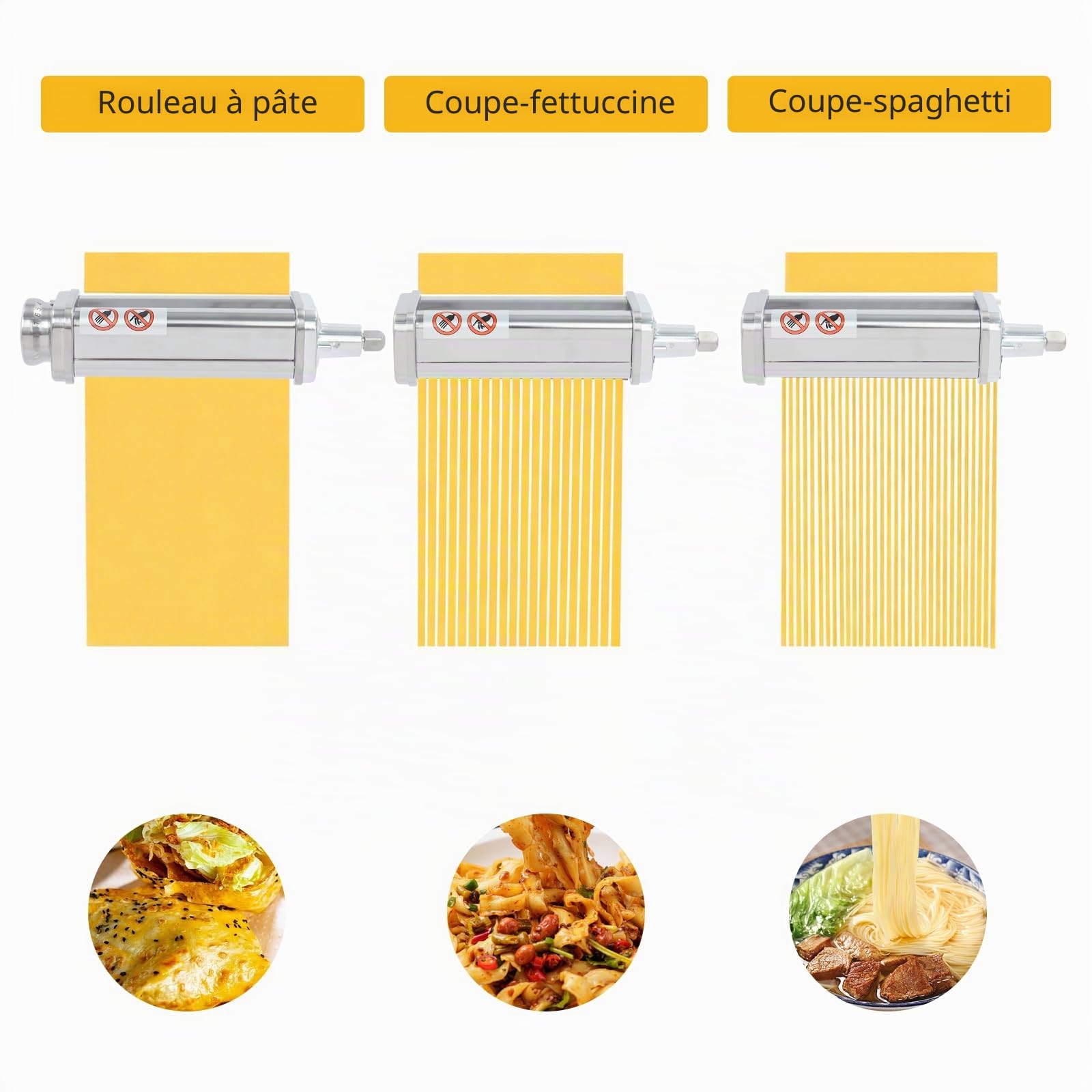 Accessoire pour machine à pâtes Kitchenaid, accessoire de machine à pâtes, coupe-spaghetti, coupe-fettucine, accessoire multifonction pour Kitchenaid (rouleau à feuilles de pâtes)