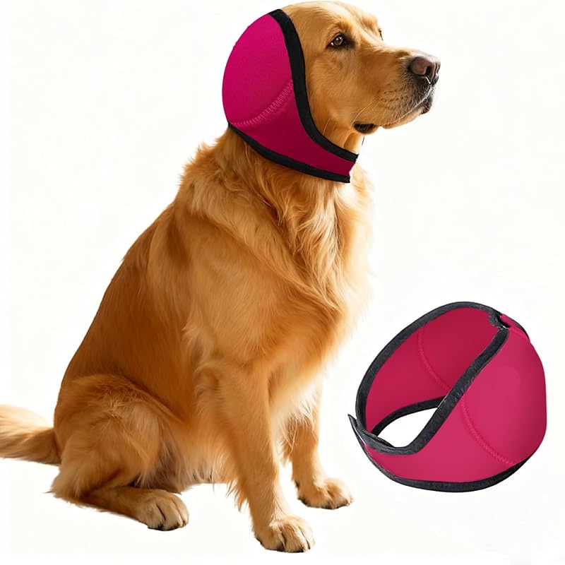 Protetor auricular para cães HCCW em tecido respirável Fuchsia, tamanho Grande (45,72–60,96 cm)