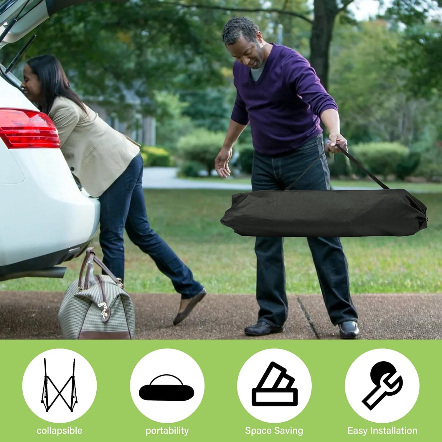 Hammock Camping Chair with Adjustable Backrest, Heavy Duty Folding Hammock Chair Supports 308lbs, Portable Hammock Chair for Camping, Travelling and Patio Green