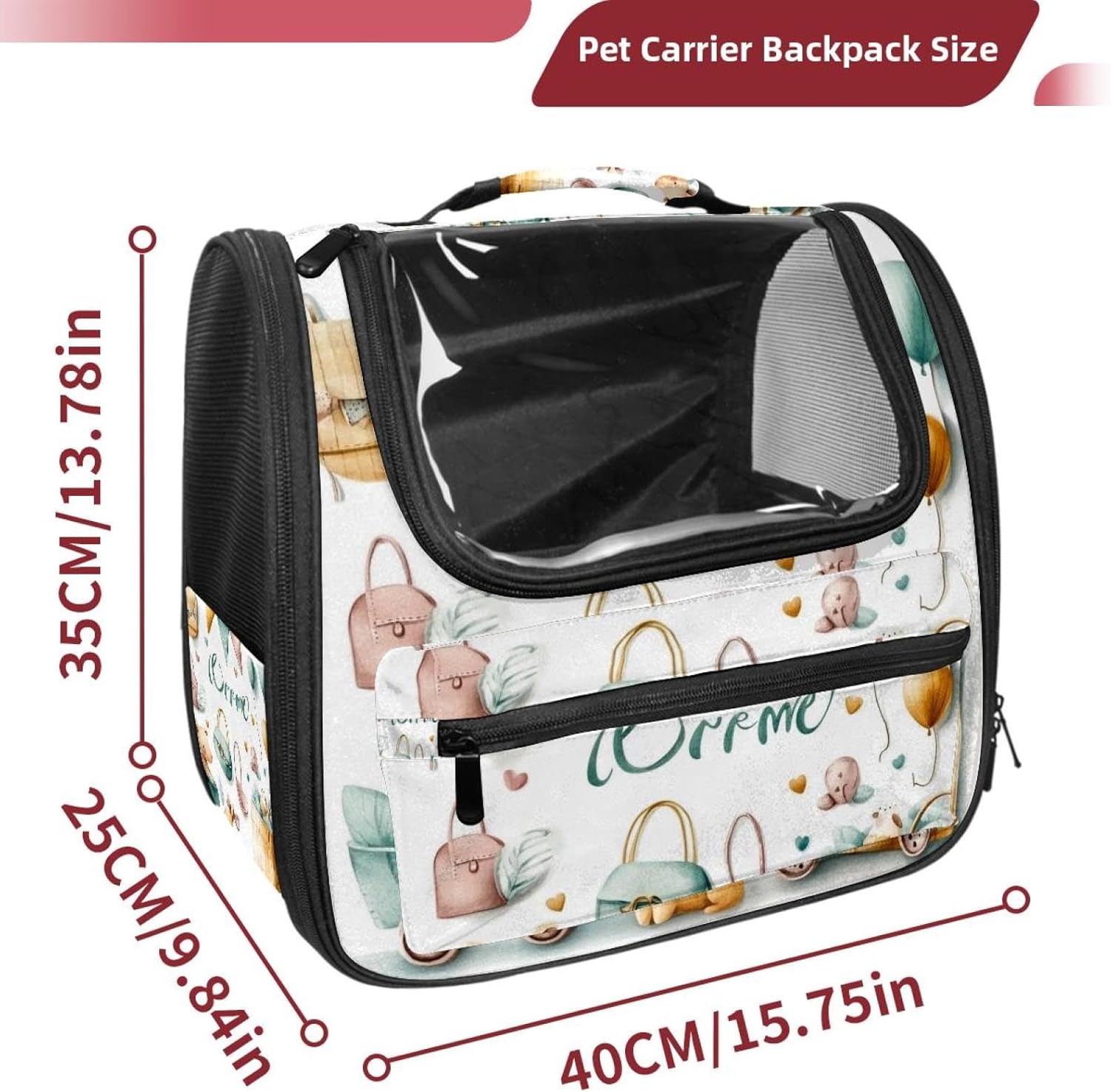 Portable Travel pet Backpack Carrier Hamster Bag Small Dog cat Carrier Breathable Hang Bag, Welcome Greeting