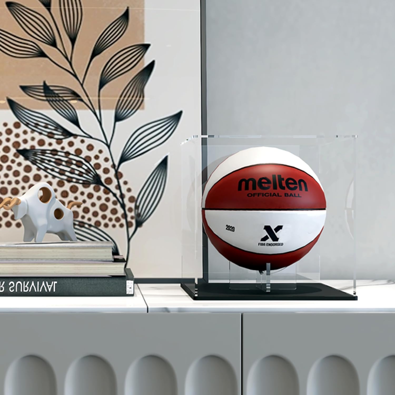 Acrylic Display Case with Detachable Ball Stand, Compatible with Full Size Football, Dustproof Display Box for Exclusive Collectible Sport Memorabilia