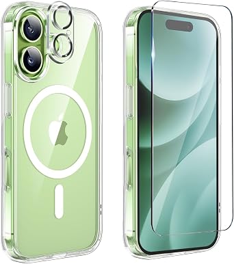 for iPhone 17 Case Clear,Magnetic iPhone17 Case with Screen Protector & Camera Protector [Compatible with MagSafe], Shockproof TPU Cover for iPhone 17-Transparent