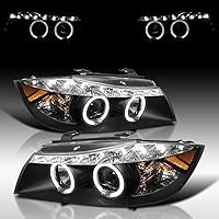 Vista 1 de Autozensation Compatible con BMW E90 serie 3 de 4 puertas Sedán 2006-2008, juego de faros izquierdo + derecho, faros de proyector LED de tira negra