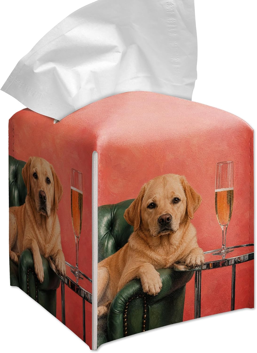 Vintage Labrador Retriever Dog Champagne Tissue Box Cover Square