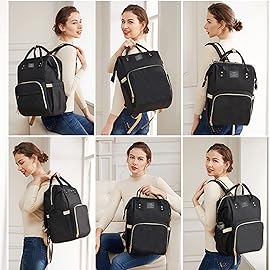 ANWTOTU Diaper Bag with Changing Station,Diaper Bag Backpack,7 in 1 Travel Baby Diaper Bag,Mommy Bag With USB Charging Port (Black)