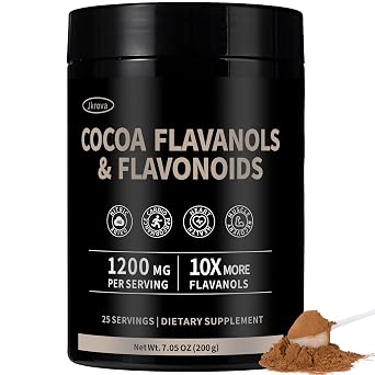 High Flavanol Cocoa Powder 10X More Flavanols | 1200mg Cocoa Flavanols & Flavonoids Heart Health, Nitric Oxide, Boost Energy & Endurance | Zero Sugar