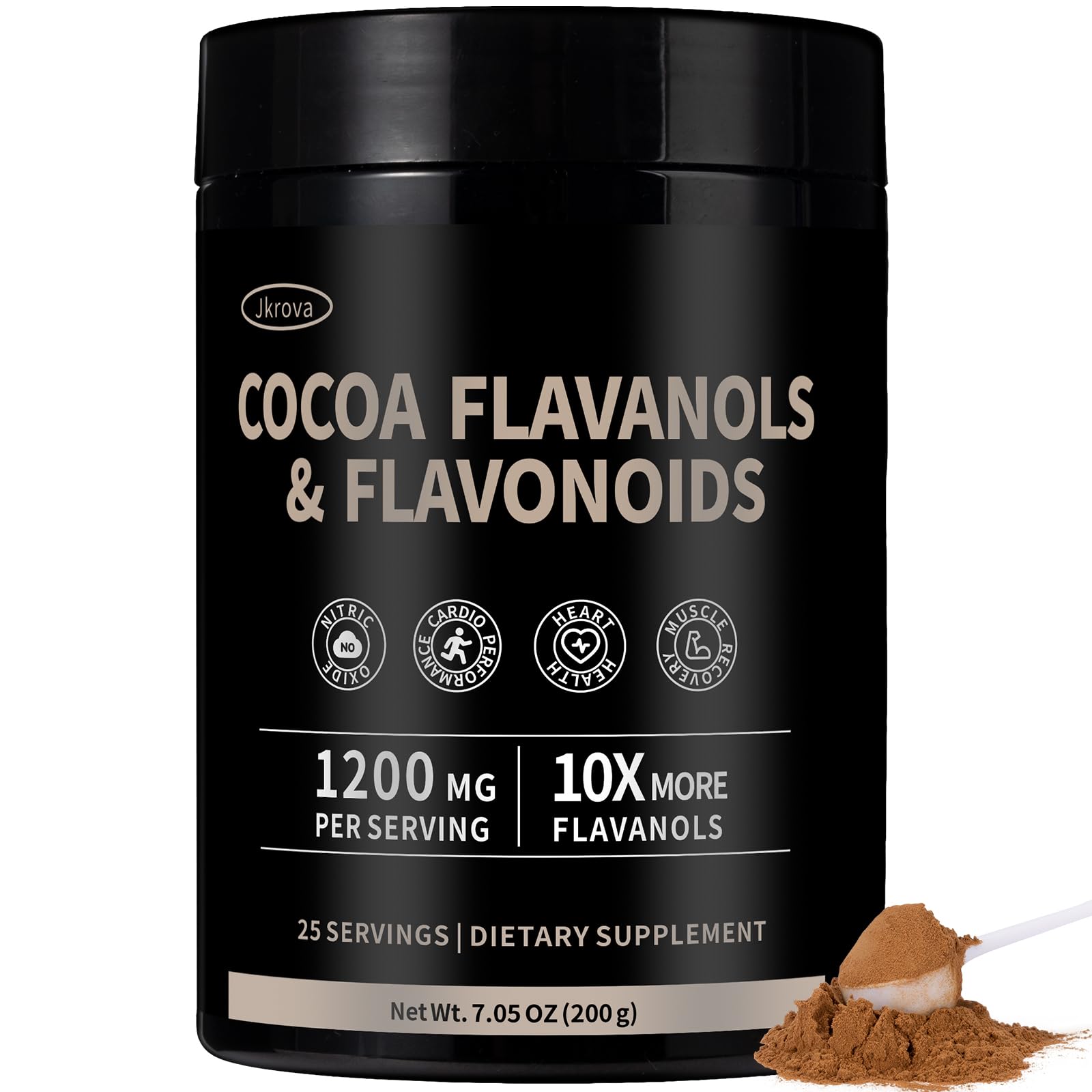 High Flavanol Cocoa Powder – 10X More Flavanols | 1200mg Cocoa Flavanols & Flavonoids – Heart Health, Nitric Oxide, Boost Energy & Endurance | Zero Sugar