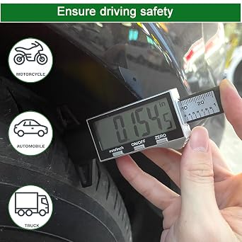 Digital Tire Tread Depth Gauge Large LCD Screen, with 2 Modes: Decimal Inch and Millimeter, Tire Tread Depth Measuring Tool 0-1 Inch, Easy to Read Tread Depth Gauge for Cars, SUV, Motorcycles (White)