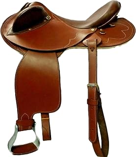 Two Flap Australian Collection Tan Color Real Branded Fender Leather Horse Handmade Saddle - Perfect Aussie Style with Back Girth.