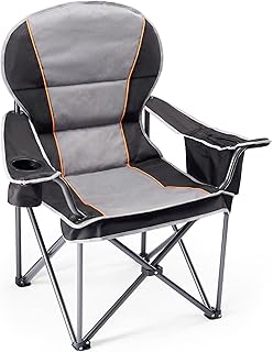NEWBULIG Oversized Folding Camping Chair for Adults, Portable Outdoor Collapsible Chairs, 500 LBS Heavy Duty Support, with Cup Holders, for Lawn, Fishing, Hiking, Black