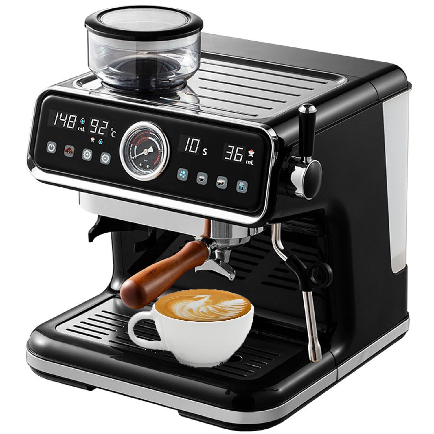 ToayNia Coffee Grinder And Brewe Machine, 20 Bar Espresso Maker，Temperature And Volume Settings, Lcd Touchscreen, For Home Baristas Or Latte And Cappuccino Makers