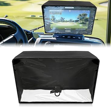 All-Weather Golf Cart Screen Cover for Convenient Touchscreen Use, Waterproof & Dustproof Oxford Fabric with Adjustable Drawstring, Fits Evolution & Denago Golf Carts