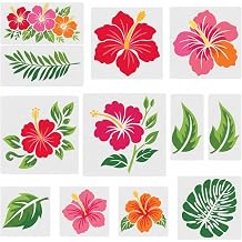 Tenare 12 Pcs Large Flower Hibiscus Stencil Tropical Palm Leaves | Large Flower Leaf Stencil, Simulation Artificial Templates, Reusable Cutting Dies, for DIY Scrapbooking Card Making Decor