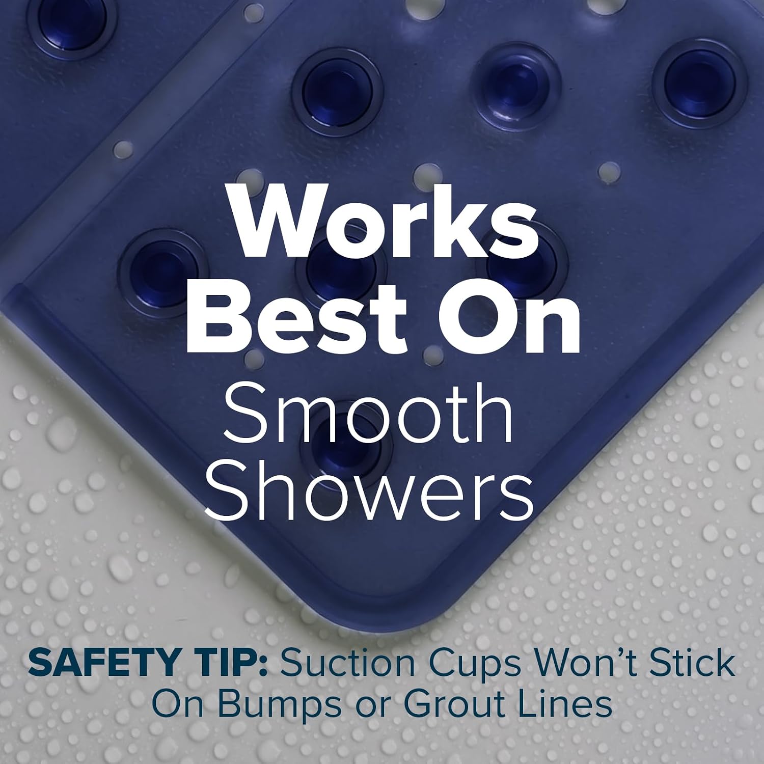 SlipX Solutions 27"x27" Oversize Non Slip Shower Mat, Navy